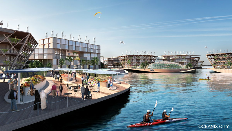 Illustration for article titled Así es el diseño del ambicioso plan para una ciudad flotante capaz de soportar huracanes de categoría 5